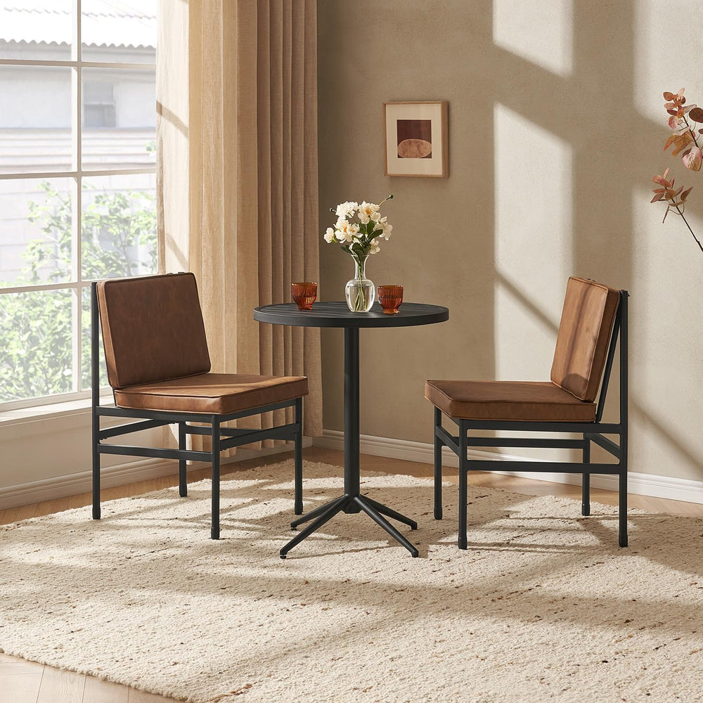 mopio Odelia Brown Faux Leather Dining Chairs Set of 2, Modern Kitchen Chairs...
