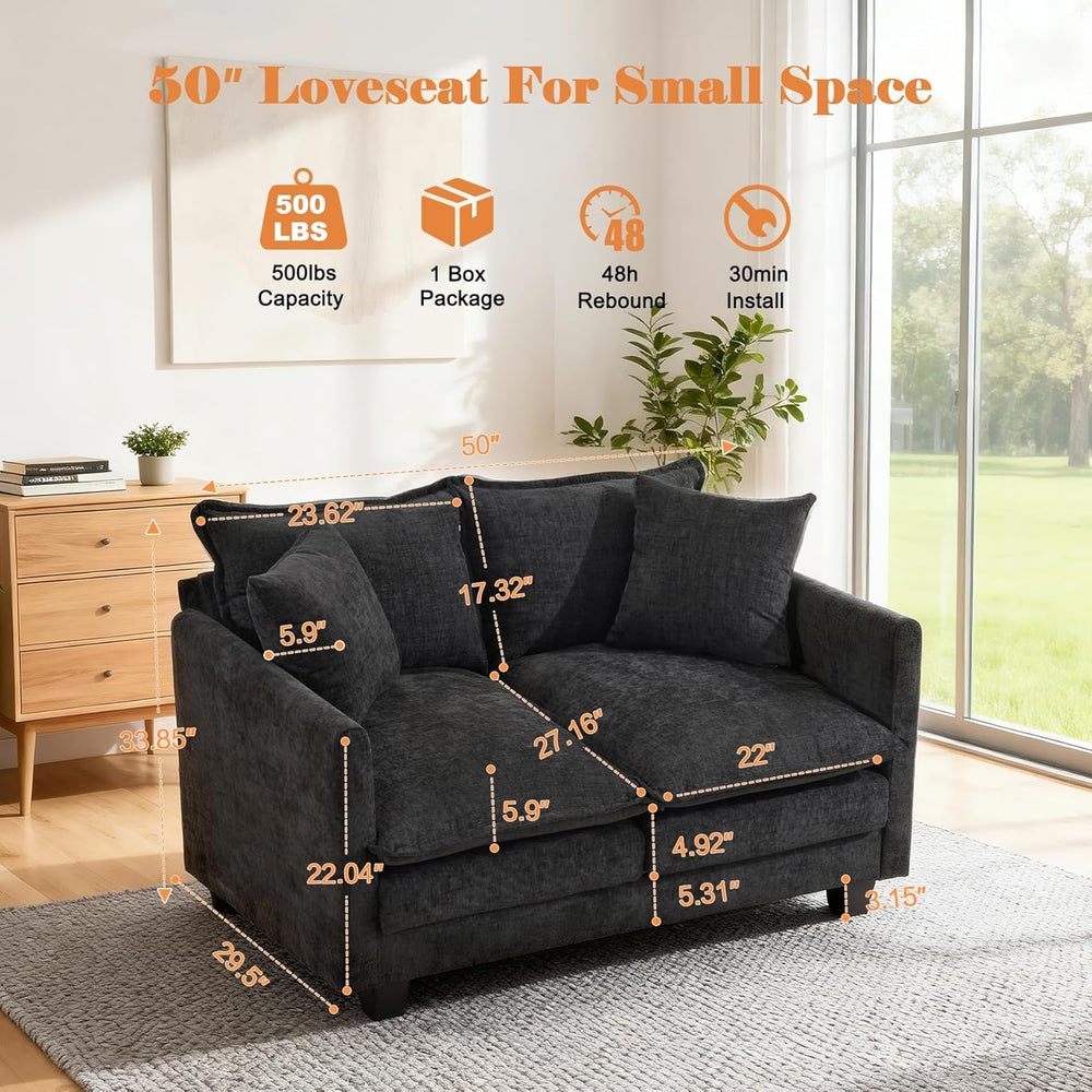 Loveseat Sofa Cloud Sofa Couch 50'', Modern Loveseats 2 Seat Couch 27...
