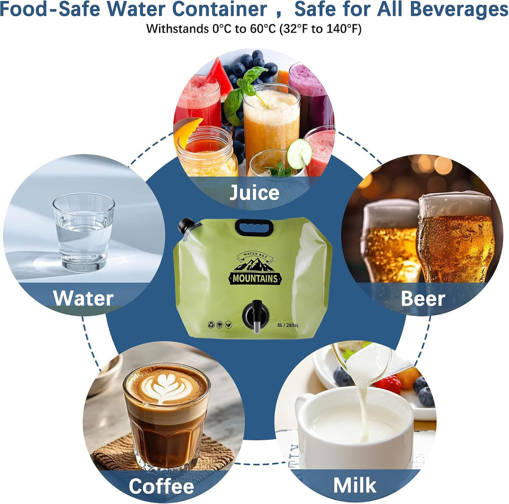 Water Jug Camping 2.1 Gallon Collapsible with Spigot, BPA Free Portable Water...