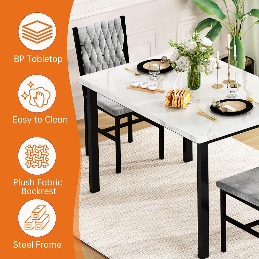 AWQM 3 Piece Dining Table Set for 2, Small Kitchen Dining Table with Upholste...
