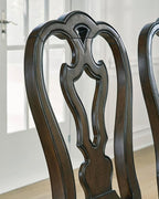 Signature Design by Ashley Maylee Classic Upholstered Armless Dining Chair, Set of 2, Dark Brown