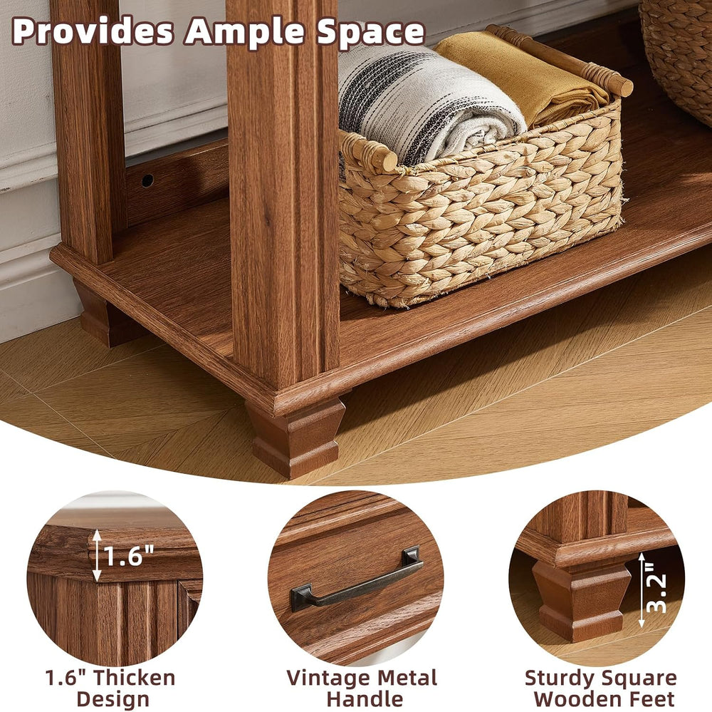 SAVOR LIFE 46" Farmhouse Console Table with Drawers, Brown Entryway Tabl...