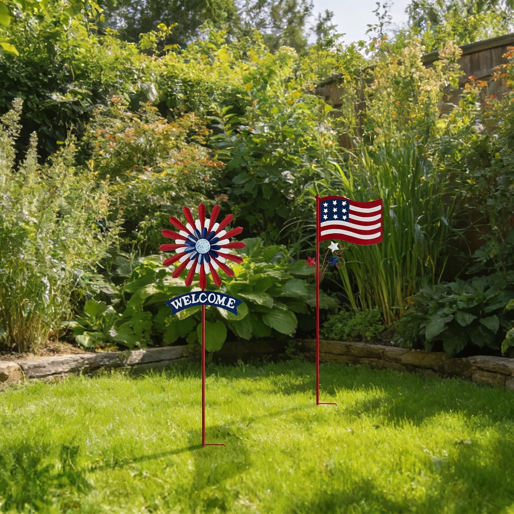 A ANLEOLIFE Decorative Garden Stakes for Outside, Metal Garden Decor Rustic A...