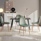Set of 4 Dining Chairs Upholstered Green Velvet Living Room Chair with Backrest, Modern Mid-Century Home Kitchen Chairs Armless with Metal Legs for Dining Room, Retaurant