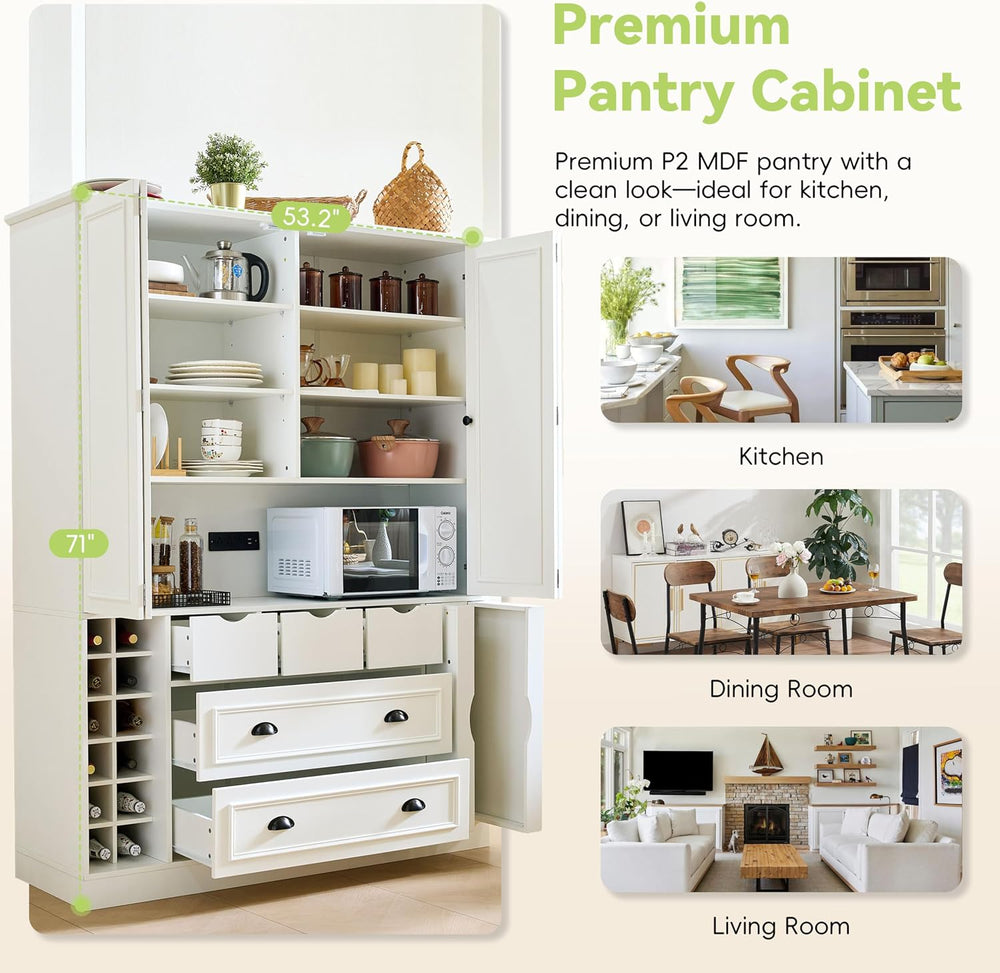 roomfitters 71" Kitchen Pantry Organizers and Storage Kitchen Cabinet, P...