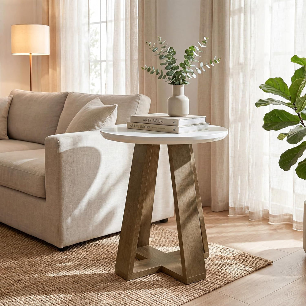 Tribesigns Round Side Table, Modern End Table for Living Room, Small Accent T...