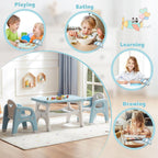 GITAWUSA Kids Table and 2 Chairs Set, Large Built-in Storage, Montessori Toddlers Table and Chairs Set, Kids Activity Table for Drawing Dining Playing, CPSC & ASTM Approved, Blue
