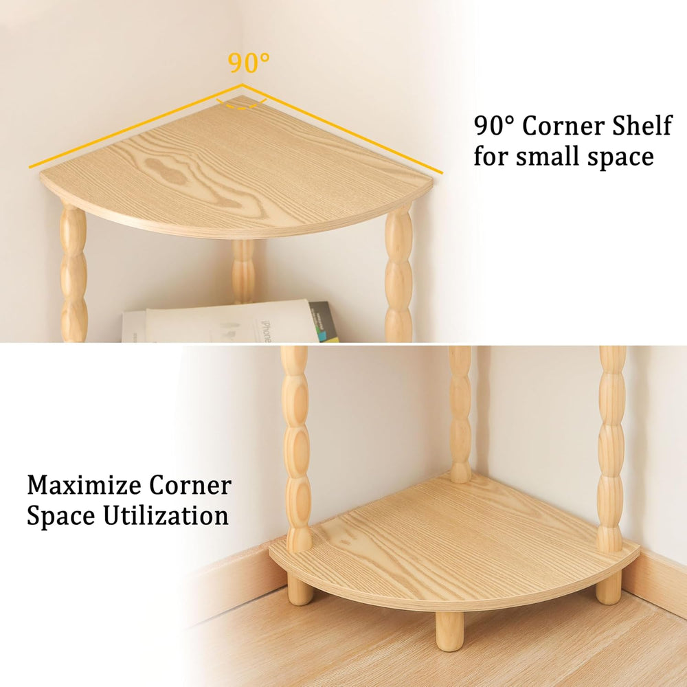 Corner Shelf, 5-Tier Corner Bookshelf for Small Spaces, Stylish Corner Storag...