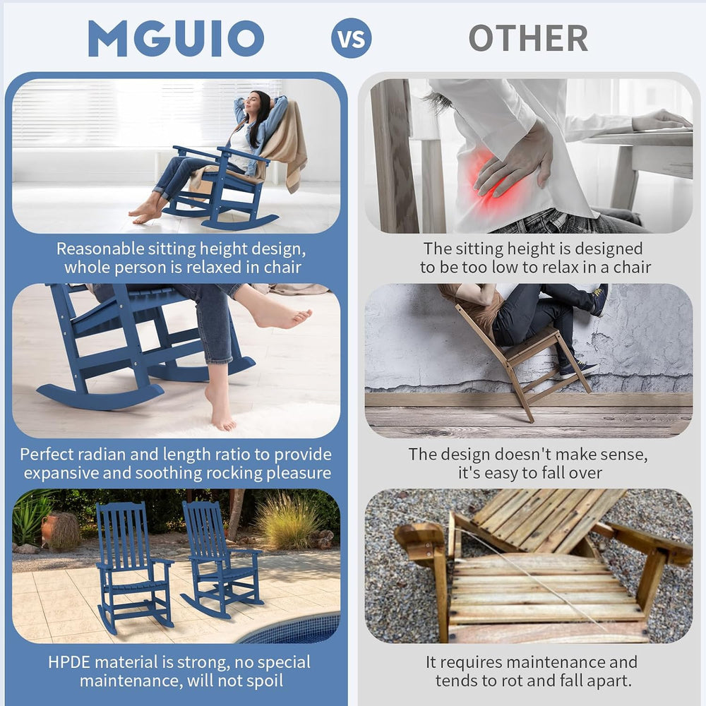Outdoor Rocking Chairs Set of 2, Oversized All Weather High Back Porch Rocker...
