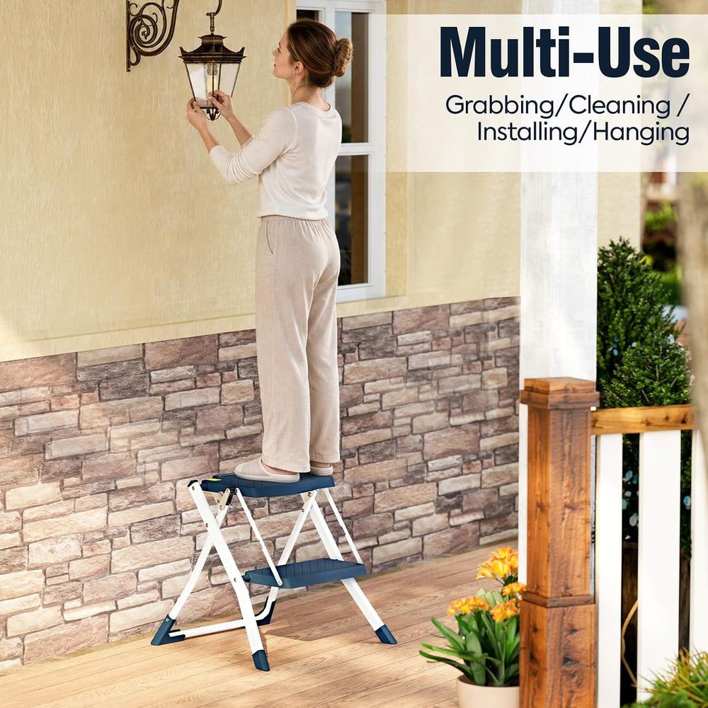URACKIFY 2 Step Stool Ladder, Folding Step Ladders for Home, 330lb Cap,Blue |...