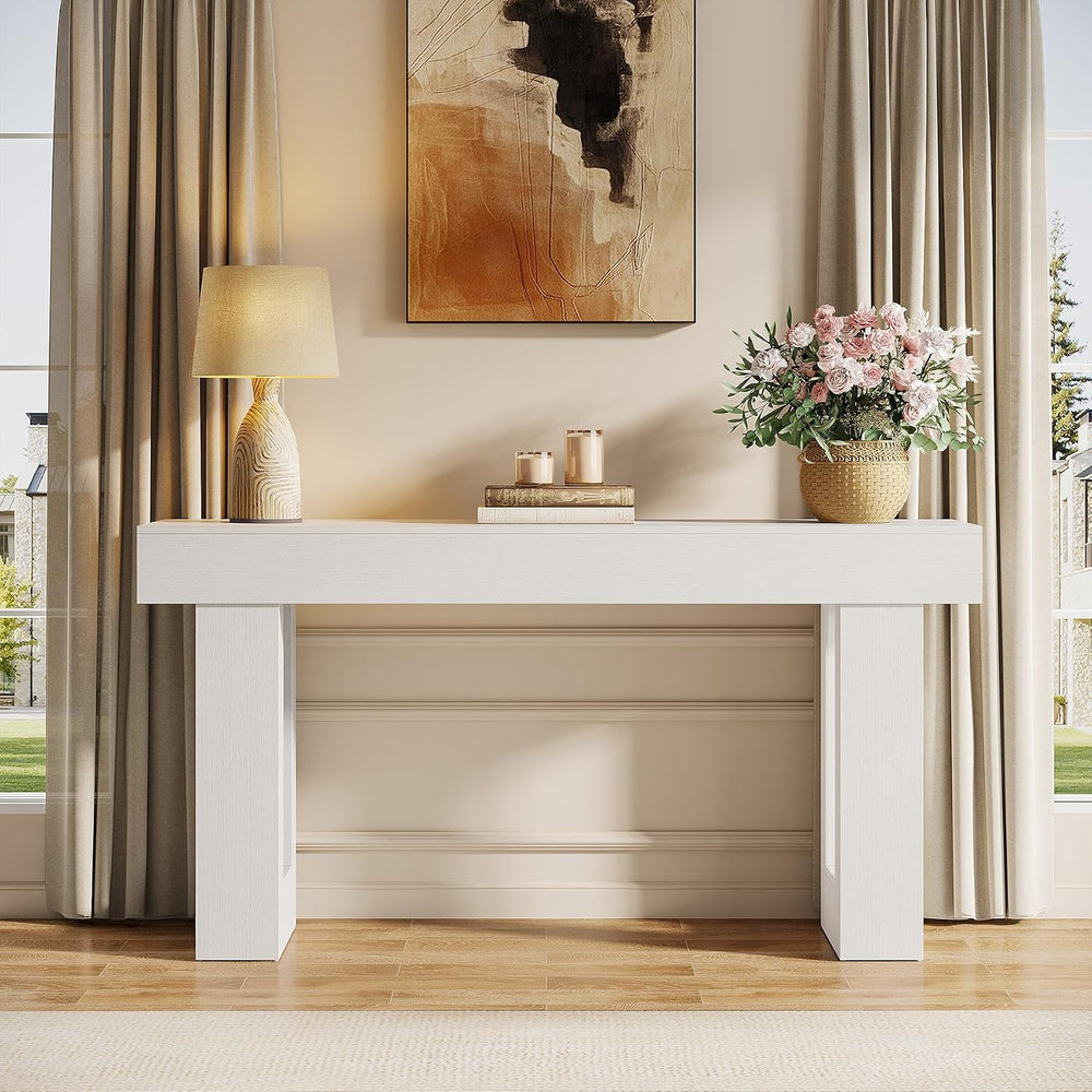 Tribesigns 63-Inch Long Console Table, Wooden Rectangular Sofa Table Behind T...