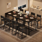 IDEALHOUSE Dining Table Set for 4 w/Footrest & Corner Protector, 5-Piece Kitchen Table Set with Counter Height Table & 4 Upholstered Bar Stools, for Kitchen Room, Apartment, Pub, Retro Black