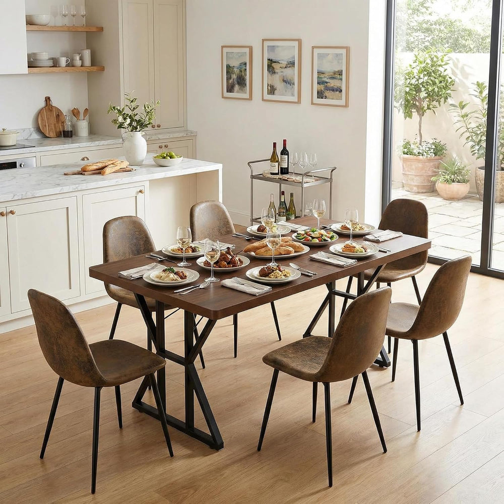 FurnitureR Modern Mid Century Leathaire Upholstered Kitchen Dining Chair, Arm...