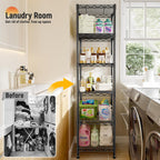 6 Wire Shelving Metal Shelves Storage Rack:Adjustable Storage Shelves Standing Shelf Units and Narrow Shelf for Laundry Bathroom Kitchen Pantry Closet Office 15.8" w*11.8" D*63" H