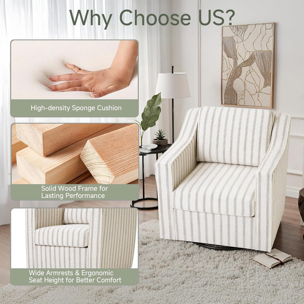 Swivel Accent Chair Set of 2, Fabric Upholstered Arm Chair for Living Room, M...