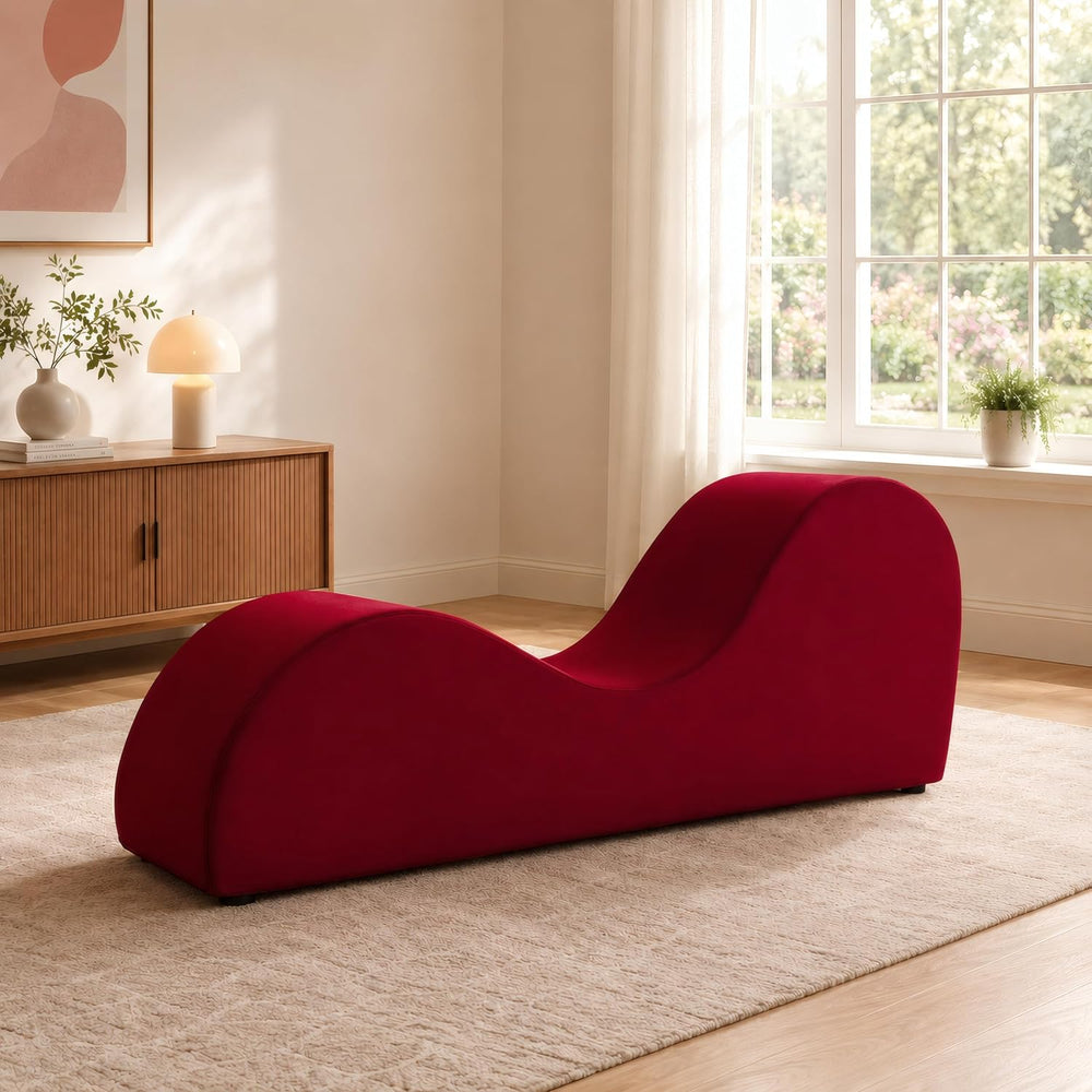 Naomi Home Leticia Ergonomic Yoga Chaise Lounge Chair, Red