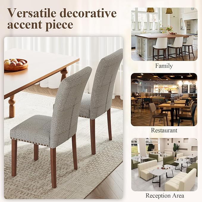 Stylish Dining Chairs Set of 4, Upholstered Parsons Dining Room Chair with Na...
