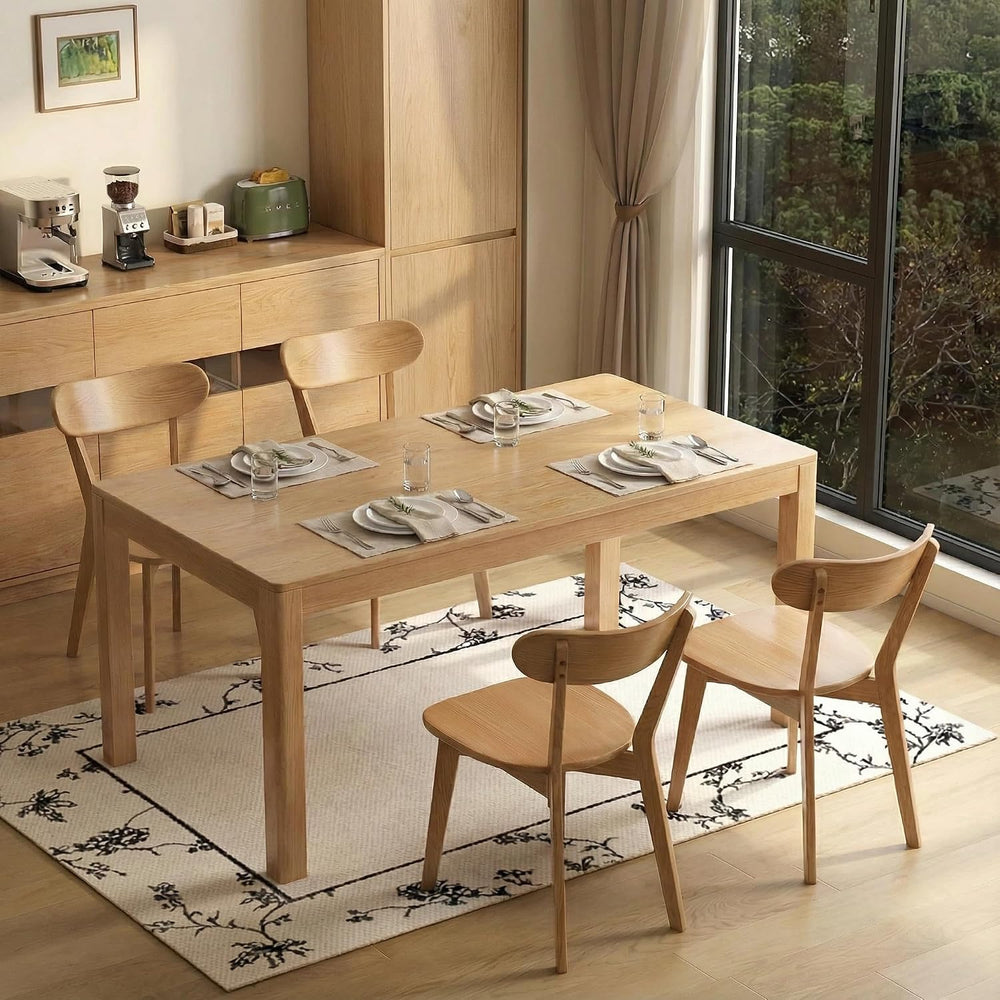 Solid Wood Dining Chairs Mid Century Modern Kitchen Chairs Set of 6 | Rounded...
