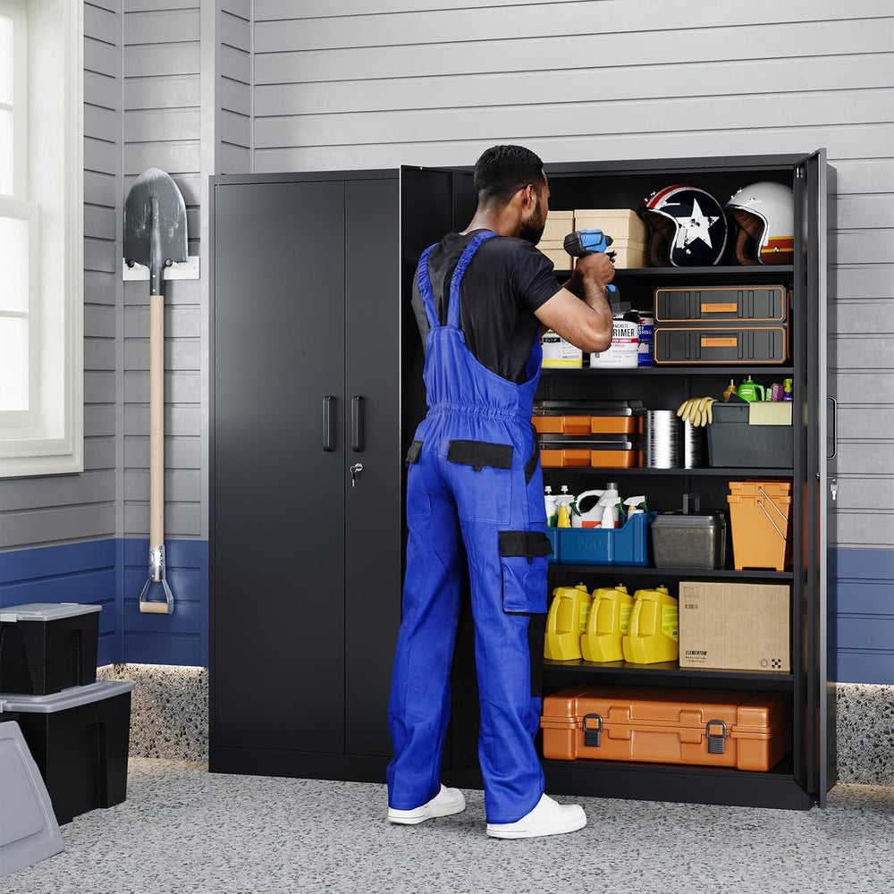 Yizosh Metal Storage Cabinet with Lock - 72" Garage Storage Cabinet with...