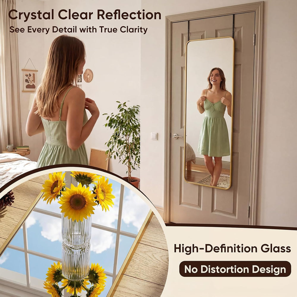 Antok 58"x20" Over the Door Full Length Mirror, Hang or Floor Stand...