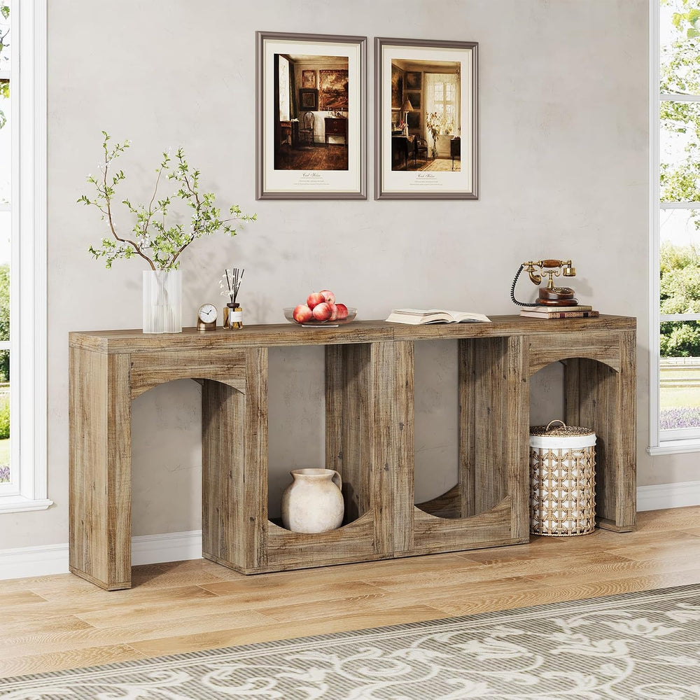 70.9" Farmhouse Console Table, Accent Sofa Table with Arched Design | Mo...