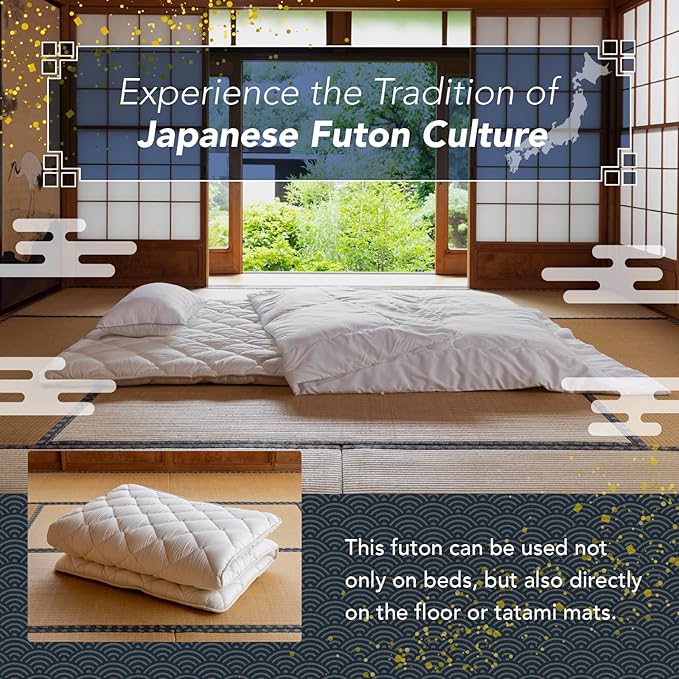 MORIRIN Japanese Floor Futon Mattress (Shikibuton) with Body Pressure Dispers...