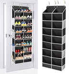 ULG Over The Door Shoe Organizer with 16 Large Pockets, Hanging Shoe Rack for Closet Door, Space Saving Shoe Storage Black