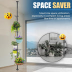 Coat Rack Freestanding with 12 Hooks - Multi-Purpose Organizer for Entryway, Bathroom, Corner & Plant Storage, No Drilling, Height Adjustable, Stainless Steel