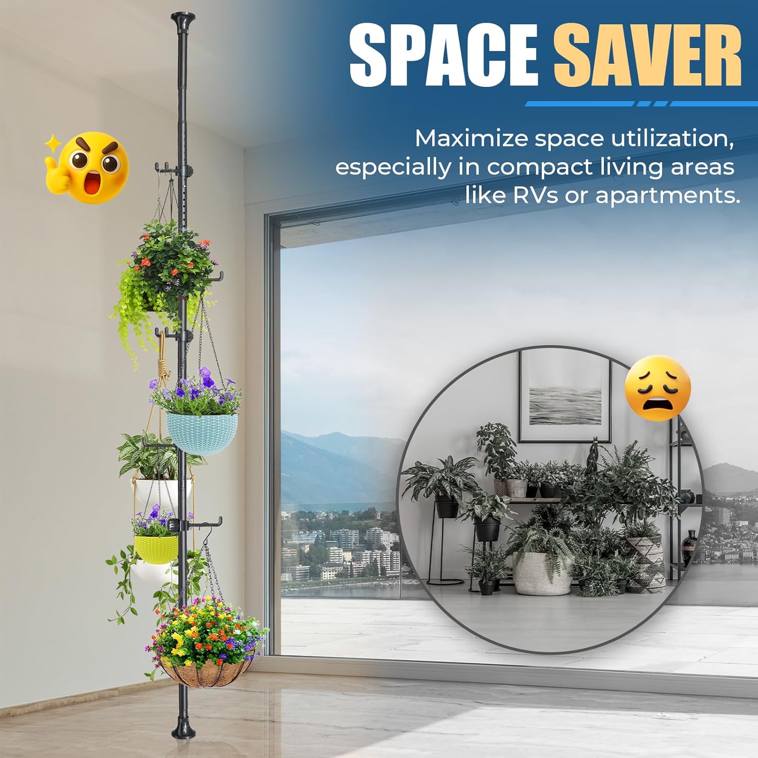 Coat Rack Freestanding with 12 Hooks - Multi-Purpose Organizer for Entryway, Bathroom, Corner & Plant Storage, No Drilling, Height Adjustable, Stainless Steel