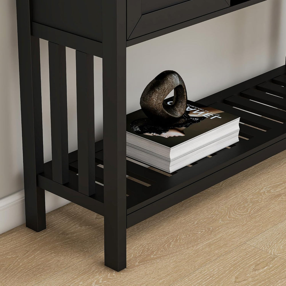 Entryway Table, Console Table, Sofa Table with 2-Door and Shelf, Black | Entr...
