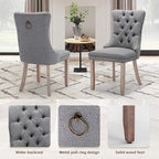 SoarFlash Kitchen Table and Chairs for 2, 31.5" Dining Table Set for 2 with Linen Upholstered Chairs, 3 Piece Round Kitchen Table Set, Dining Room Table Set for Small Space, Apartment, Grey/White