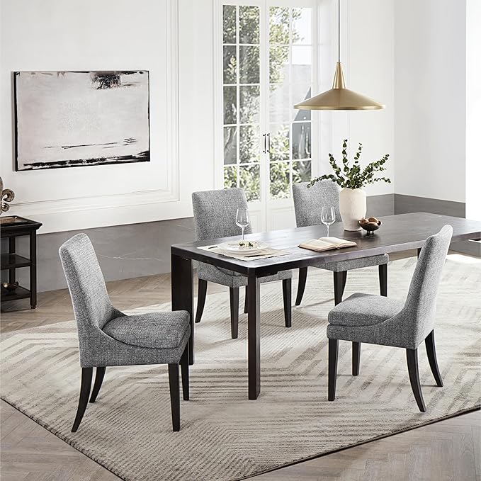 Upholstered Dining Chairs Modern Sidechair Performance Fabric High Back Armle...