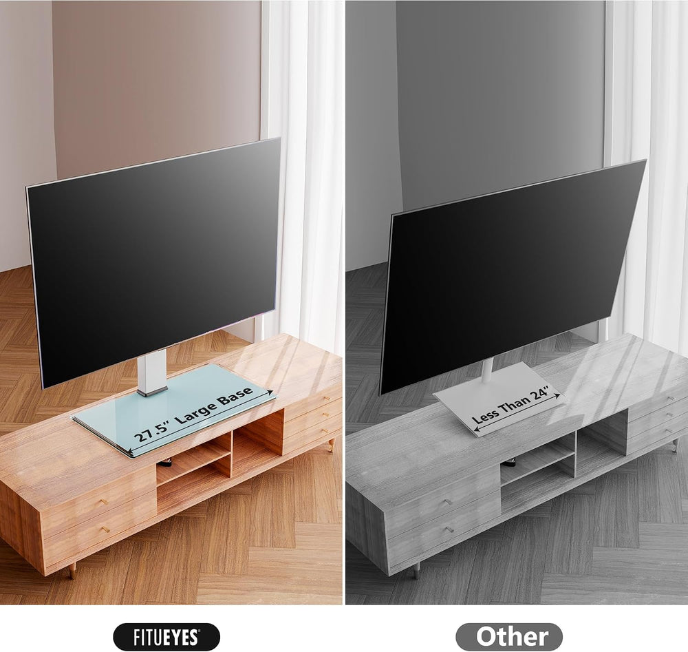 FITUEYES Universal TV Stand with Swivel Mount for 50-85 Inch TV, White | Tabl...