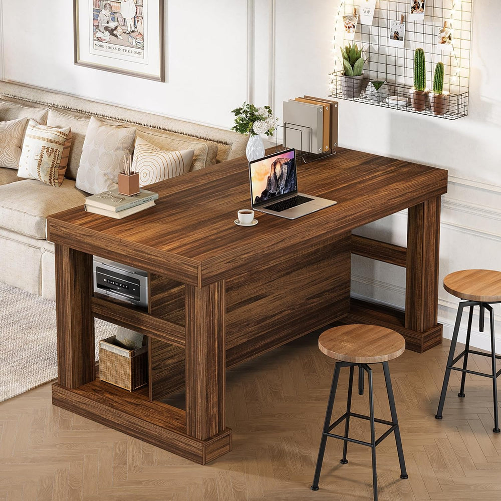 Tribesigns 55-Inch Dining Table for 6, Rectangular Counter Height Dining Tabl...