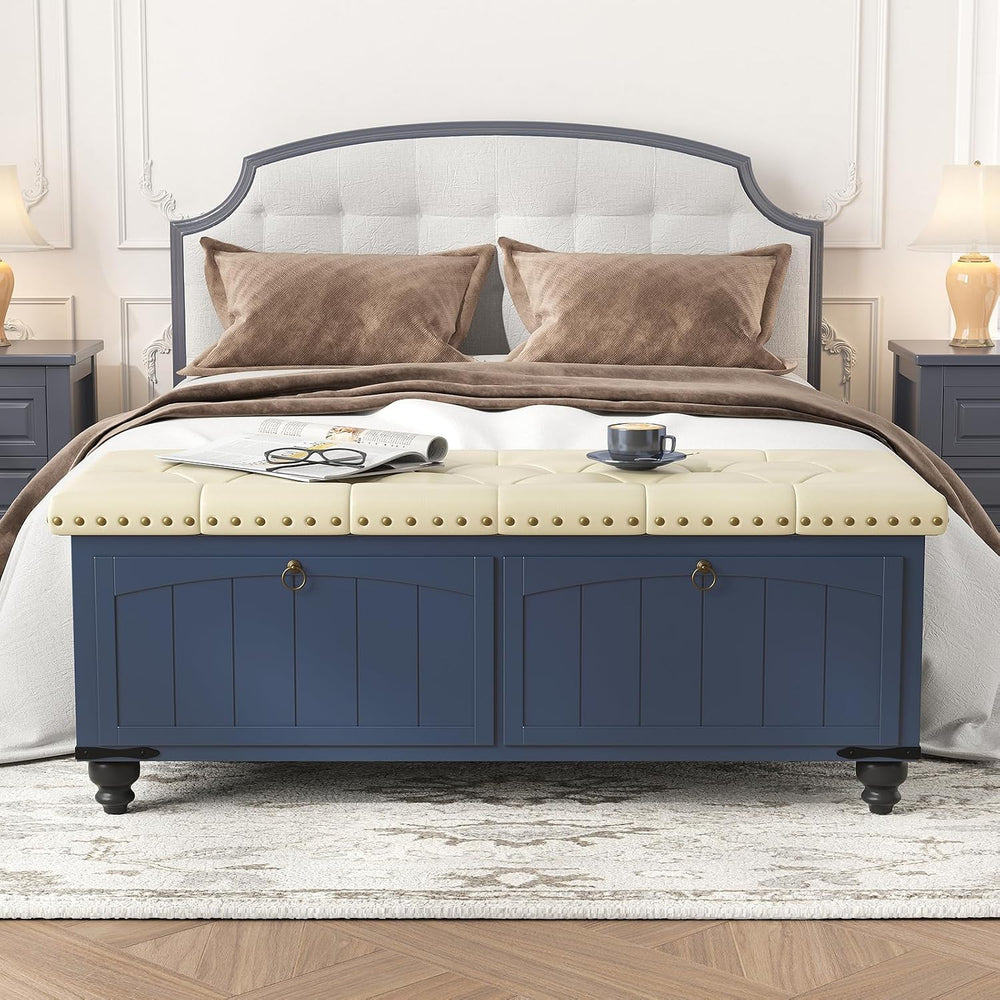 Maupvit Ottoman with Storage, Wooden Storage Ottoman Bench with Safety Hinge,...