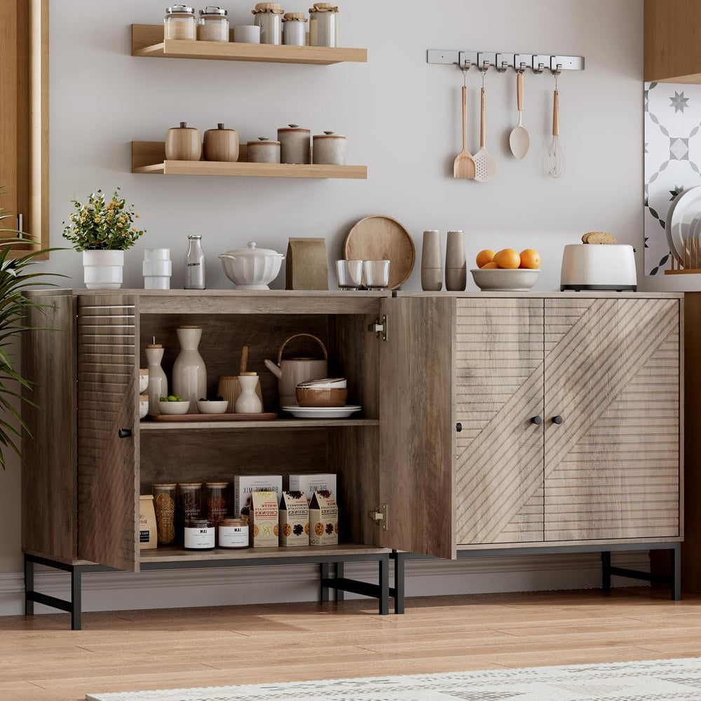 Storage Cabinet with Doors and Adjustable Shelf, Sideboard Buffet Cabinet wit...