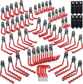 3-H Garage Wall Hooks 60 Pack, Heavy Duty Garage Hooks with Extra Welding Spots, Wall Mount Storage Organizer for Hanging Garden Lawn Tools, Ladder, Bike, WeedEater, Chair, Shovel, Blower (Red)