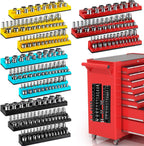 12 Pcs Magnetic Socket Organizer Set Compatible with SAE and Metric Magnetic Holders 1/4'', 3/8'', 1/2'' Drive Socket Trays Hold 286 Standard and Deep Size, No Sockets(Colors B)