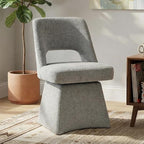 VKNOW Upholstered Swivel Dining Chairs, Modern Dining Room Chairs with Open Back, Chenille Fabric Kitchen Chairs for Dining Room, Living Room, Bedroom, Vanity, Grey(1 Pack)