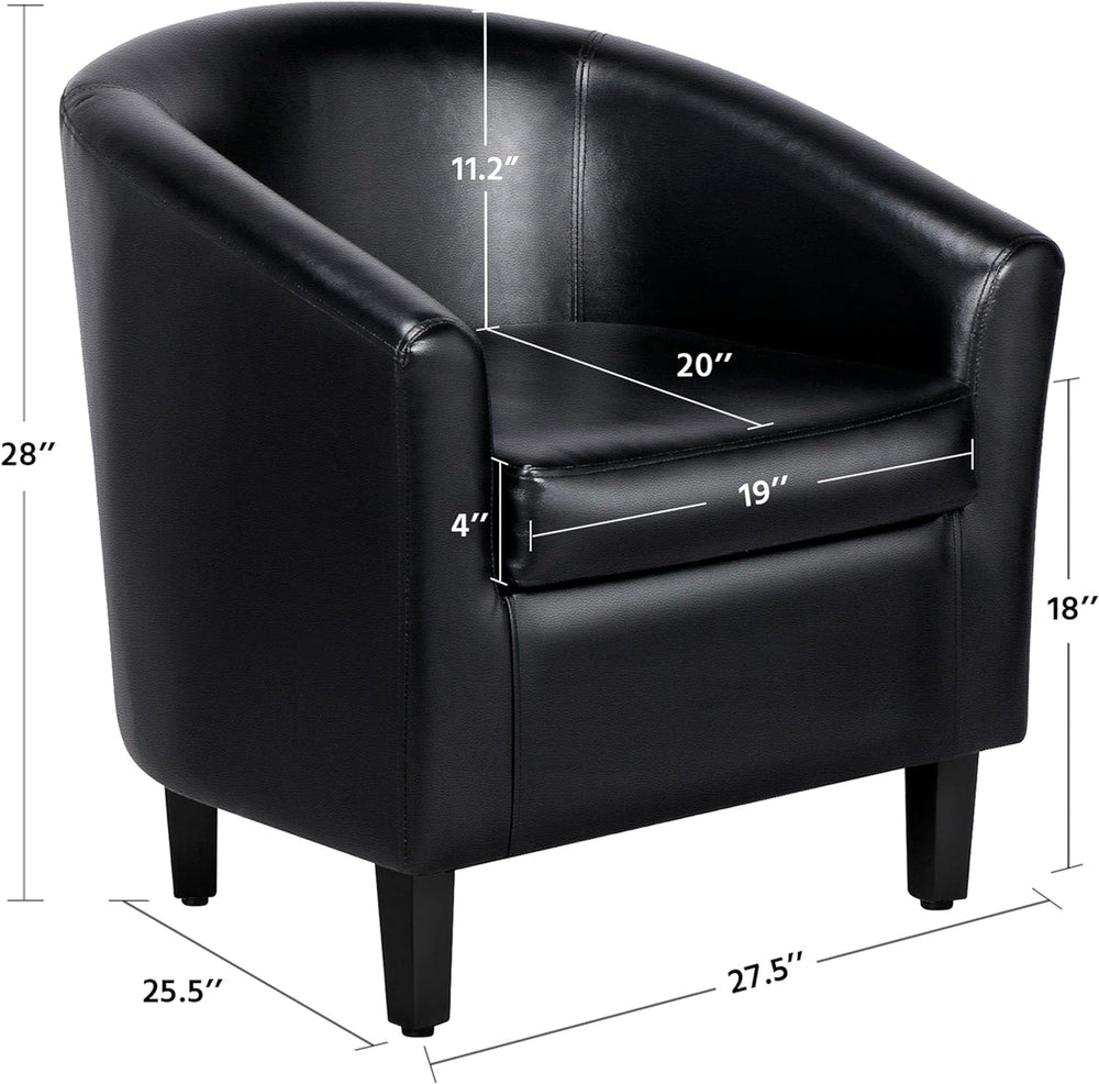Yaheetech Barrel Chairs Set of 2, Faux Leather Club Armchairs, PU Leather Acc...