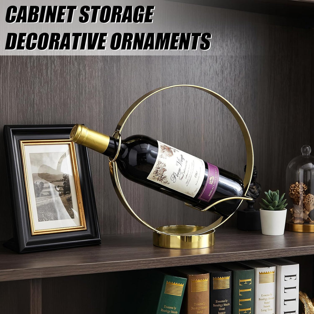 Yesland Gold Wine Bottle Holder - Metal Single Bottle Tabletop Wine Rack Stand, Freestanding Countertop Display for Kitchen Bar Decor, Wine Lover Gift