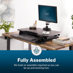 Vari - VariDesk Essential 36 - Two-Tier Standing Desk Converter for Monitor & Accessories - Height Adjustable Sit Stand Desk - Fully Assembled Monitor Riser for Home Office - 36" Wide, Black