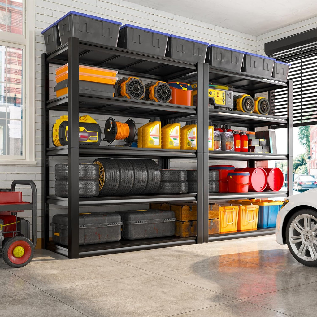 REIBII Storage Shelves Heavy Duty Garage Shelving 72" Adjustable Metal Shelves for Storage 5 Tier Garage Shelf for Kitchen Pantry Warehouse Basement, 3 Pack