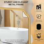 28"x36" Gold Bathroom Mirror with Rustproof Metal Frame, Modern Rounded Corner Wall Mirror for Vanity Over Sink, Horizontal/Vertical Hanging