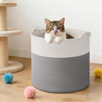 Goodpick Large Woven Rope Toy Storage Basket for Living Room, 60L, Grey | Small Laundry Basket for Organizing Baby Clothes, Blankets & Pillows, Great for Bedroom Nursery Home Décor