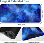 Starry Sky Gaming Mouse Pad 35.4"x15.7"Desk Mat Anti-Slip Rubber Base & Durable Stitched Edges for Gamers Smooth Mouse Writing Surface for Desk Office/Home