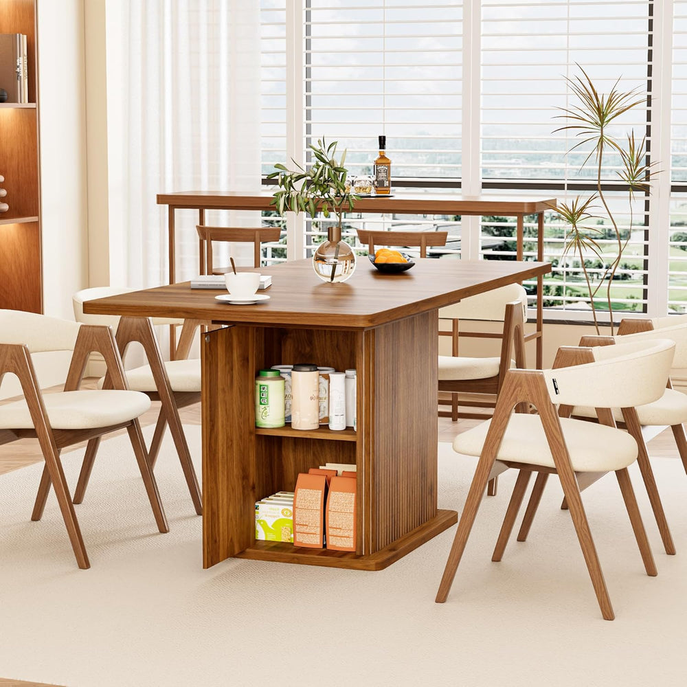 Extendable Kitchen Dining Table for 4-6, 47-65 Inch Rectangle Dining Room Tab...