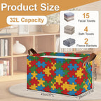 Jigsaw Storage Bins with Handles, Collapsible Storage for Clothes, Gift Basket, Blankets & Closet Organization