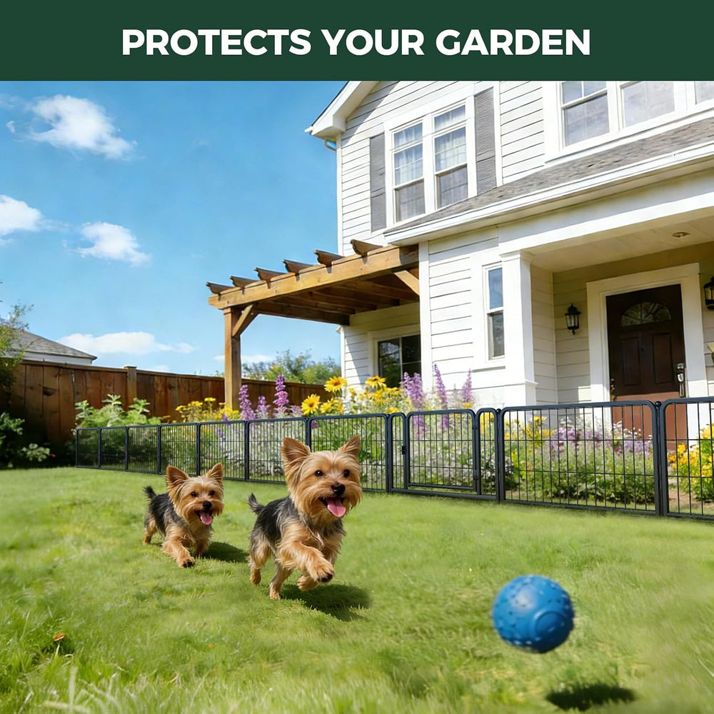 FXW No Dig Garden Fence, Outdoor for Yard, 17in(H) x 9.8ft(L), 4 Panels