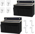 2-Pack Wall Hanging Organizer Bag/Hanging Baskets with Large Mesh Compartment & 3 Pockets，Over the Door Organizer Space Saving Storage for Bedroom,RV Camper, Closet (Black - 2 Pack)